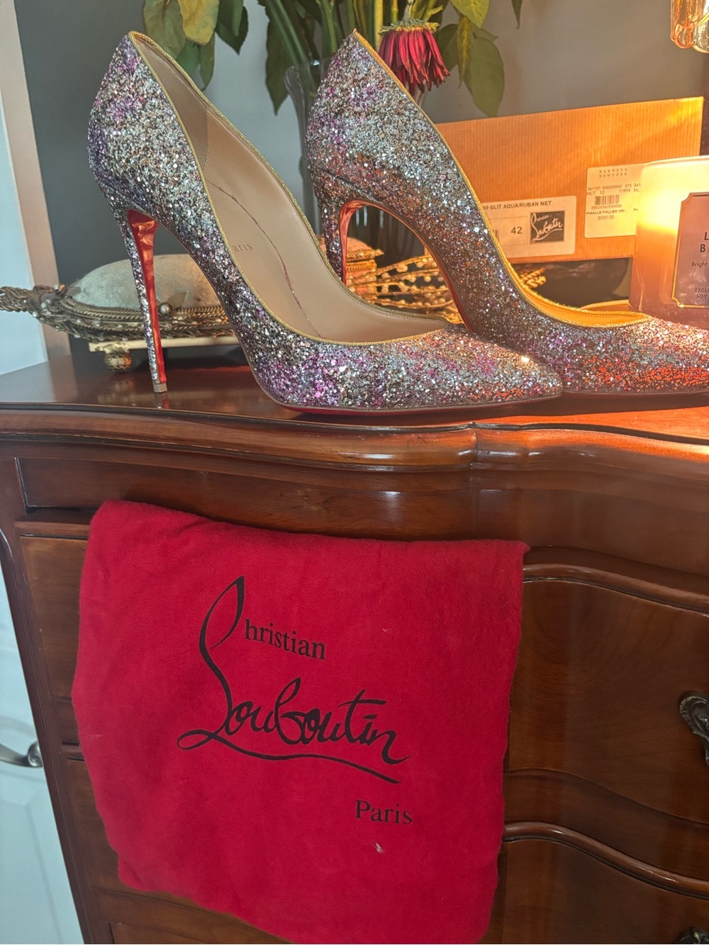 Christian Louboutin Multicolor Glitter Pointed Toe Pumps